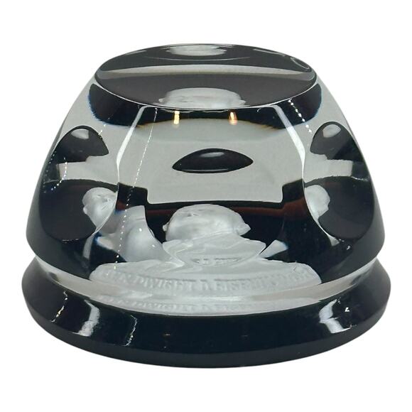 1979 Franklin Mint Dwight D. Eisenhower Came Paperweight Baccarat Crystal VTG - Picture 10 of 12